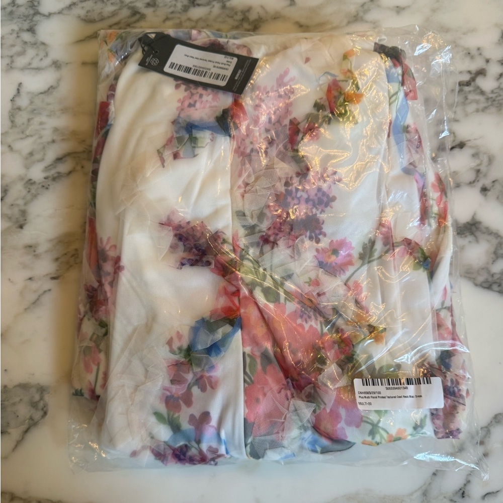 NWT Multi Floral Textured Cowl Neck Maxi Dress Size UK 20 /  US 16 - Picture 6 of 10
